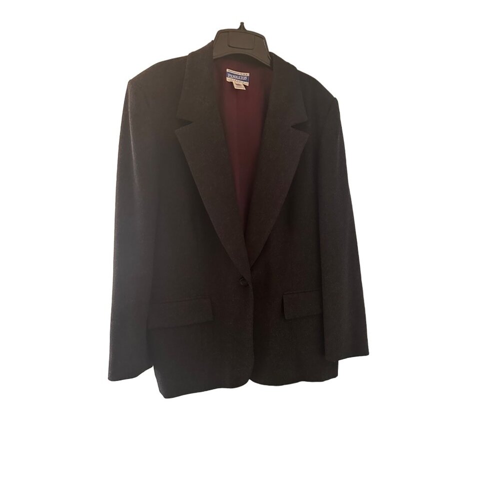 Pendleton Classic Vintage 80s Gray Wool Blazer Jacket Size 16